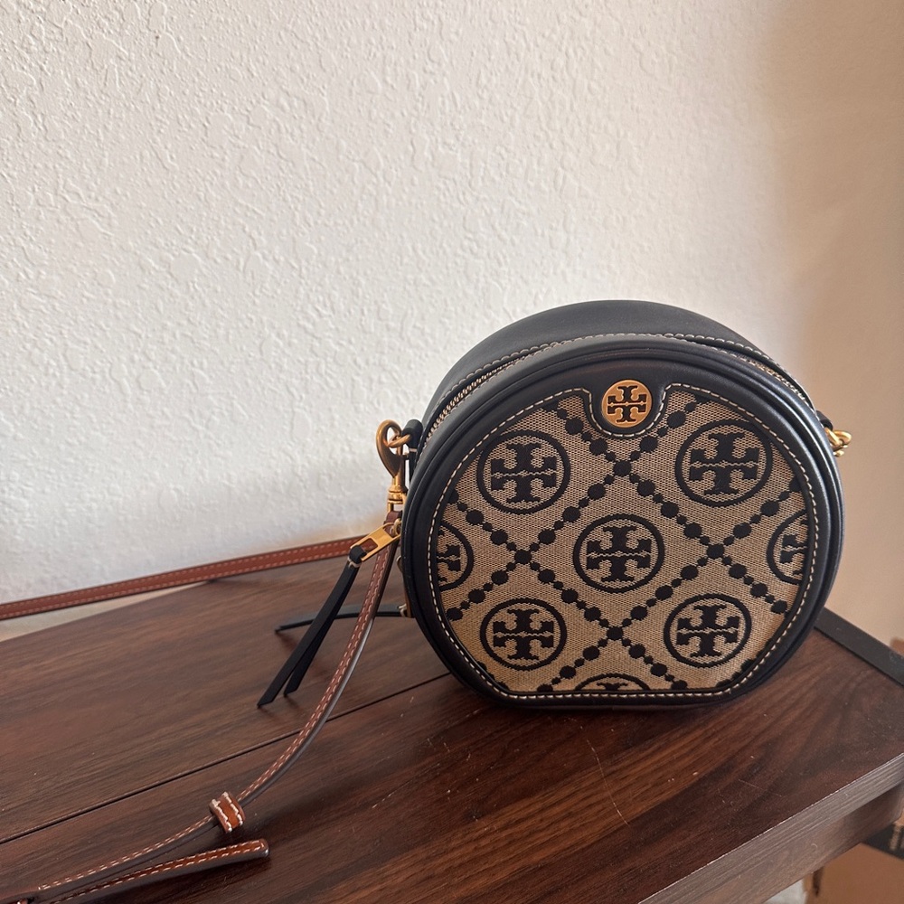 Tory Burch Crossover bag blue color with brown strips